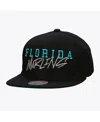 Mitchell & Ness Men's Black Florida Marlins Team Tagged Snapback Hat In Black