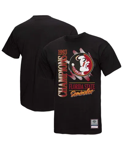 Mitchell & Ness Black Florida State Seminoles Retro Brush Mineral Wash T-shirt