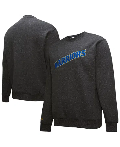 Mitchell & Ness Men's Black Golden State Warriors Black Out Collection Snow Washed Vintage Logo Pullover Sweatshirt