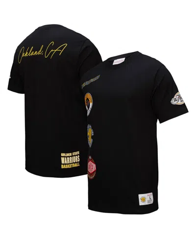 Mitchell & Ness Men's Black Golden State Warriors Black Out Collection Vintage Premium T-shirt In Blue