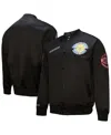 Mitchell & Ness Men's Black Golden State Warriors Blackout Collection Vintage Full-snap Satin Jacket In Black