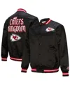 Mitchell & Ness Men's Black Kansas City Chiefs Double Down Satin Full-snap Jacket In Gold