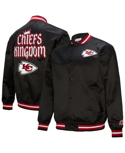Mitchell & Ness Men's Black Kansas City Chiefs Double Down Satin Full-snap Jacket