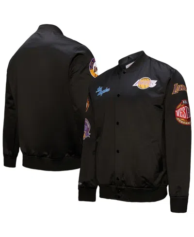 Mitchell & Ness Men's Black Los Angeles Lakers Blackout Collection Vintage Full-snap Satin Jacket