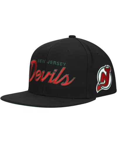 Mitchell & Ness Mitchell Ness Men's Black New Jersey Devils Core Team Script 2.0 Snapback Hat