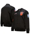 Mitchell & Ness Men's Black New York Knicks Hardwood Classics Blackout Collection Satin Full-zip Jacket In Black