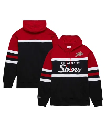 MITCHELL & NESS MEN'S BLACK PHILADELPHIA 76ERS BIG TALL HARDWOOD CLASSICS HEAD COACH PULLOVER HOODIE