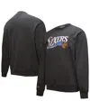 Mitchell & Ness Men's Black Philadelphia 76ers Hardwood Classics Blackout Collection Snow Washed Pullover Sweatshirt In Black