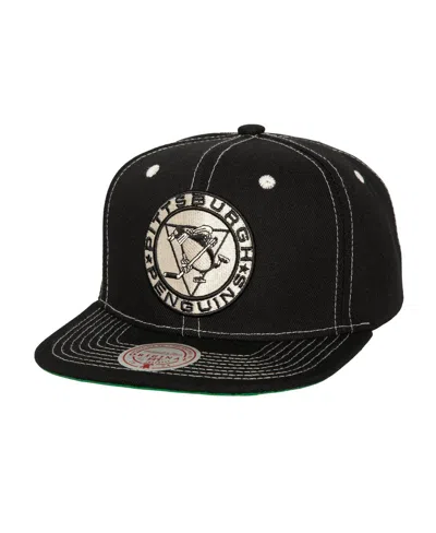 Mitchell & Ness Mitchell Ness Men's Black Pittsburgh Penguins Energy Contrast Natural Snapback Hat In Blue