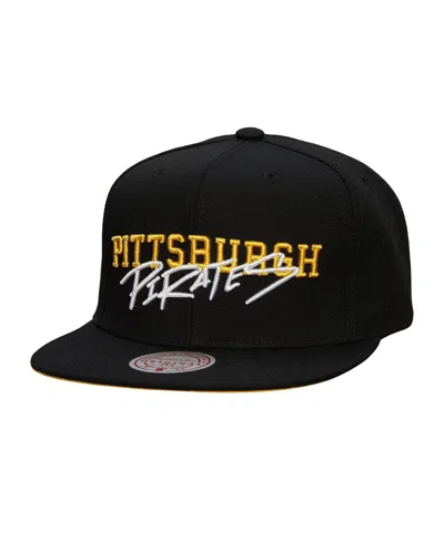 Mitchell & Ness Men's Black Pittsburgh Pirates Team Tagged Snapback Hat