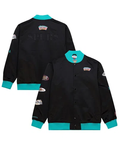 Mitchell & Ness Men's Black San Antonio Spurs Hardwood Classics Team Og 3.0 Lightweight Satin Full-snap Jacket