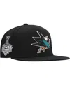 Mitchell & Ness Men's Black San Jose Sharks Core Top Spot Snapback Hat In Black