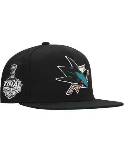 Mitchell & Ness Men's Black San Jose Sharks Core Top Spot Snapback Hat