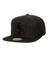 Mitchell & Ness Men's Black Seattle Kraken Soul Strike Cultivated Pearl Tonal Snapback Hat In Black