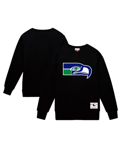 MITCHELL & NESS MEN'S BLACK SEATTLE SEAHAWKS BASIC FLEECE PULLOVER SWEATSHIRT