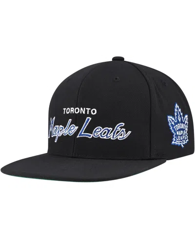 Mitchell & Ness Mitchell Ness Men's Black Toronto Maple Leafs Core Team Script 2.0 Snapback Hat In Blue