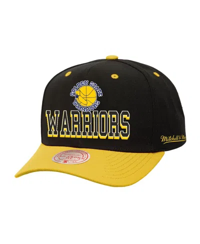Mitchell & Ness Men's Black/gold Golden State Warriors Backside Script Two-tone Pro Crown Adjustable Hat