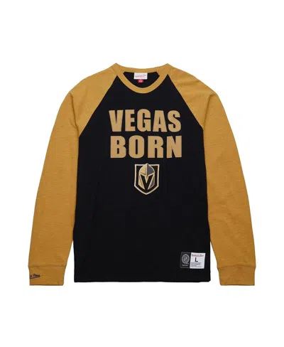Mitchell & Ness Men's Black/gold Vegas Golden Knights Legendary Slub Raglan Long Sleeve T-shirt
