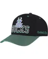 Mitchell & Ness Men's Black/hunter Green Milwaukee Bucks Backside Script Two-tone Pro Crown Adjustable Hat In Black,hunter Green