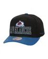 Mitchell & Ness Men's Black/navy Colorado Avalanche Backside Script Two-tone Pro Crown Adjustable Hat In Black,navy