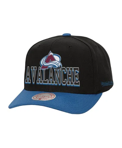 Mitchell & Ness Men's Black/navy Colorado Avalanche Backside Script Two-tone Pro Crown Adjustable Hat In Black,navy