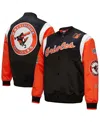 Mitchell & Ness Men's Black/orange Baltimore Orioles Cooperstown Collection Team Origins Satin Full-snap Jacket In Black,orange