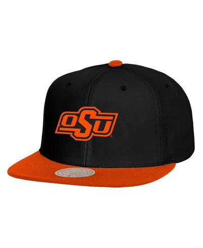 Mitchell & Ness Men's Black/orange Oklahoma State Cowboys 2-tone 2.0 Snapback Hat In Black,orange