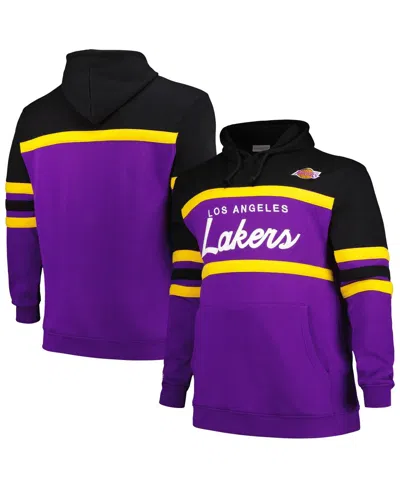 Mitchell & Ness Men's Black/purple Los Angeles Lakers Big Tall Hardwood Classics Head Coach Pullover Hoodie In Purple,black