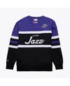 Mitchell & Ness Men's Black/purple Utah Jazz Hardwood Classics Vintage Logo Head Coach Pullover Sweatshirt In Black,purple
