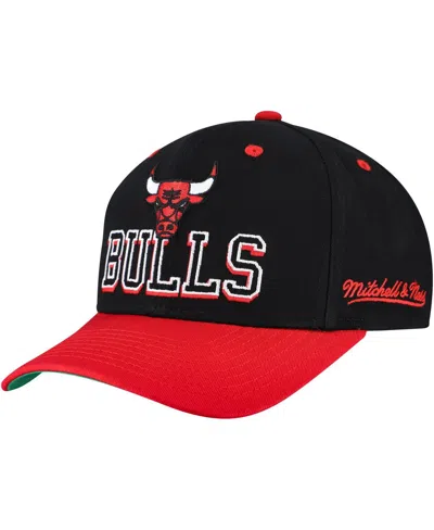 Mitchell & Ness Men's Black/red Chicago Bulls Backside Script 2-tone Pro Crown Adjustable Hat