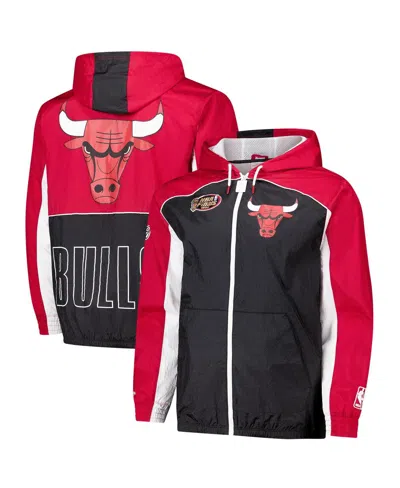 Mitchell & Ness Men's Black/red Chicago Bulls Hardwood Classics Big Shot Premium Full-zip Windbreaker Jacket In Black,red