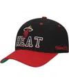 Mitchell & Ness Men's Black/red Miami Heat Backside Script Two-tone Pro Crown Adjustable Hat In Black,red