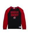 Mitchell & Ness Men's Black/red New Jersey Devils Legendary Slub Raglan Long Sleeve T-shirt