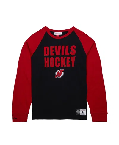 Mitchell & Ness Men's Black/red New Jersey Devils Legendary Slub Raglan Long Sleeve T-shirt In Multi