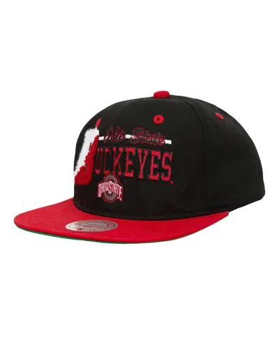 Mitchell & Ness Men's Black/scarlet Ohio State Buckeyes Varsity Letter Snapback Hat In Black,scarlet