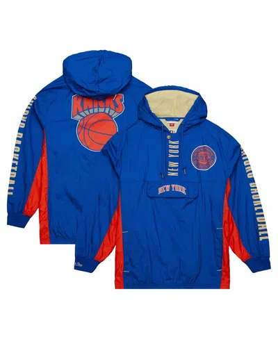 Mitchell & Ness Mitchell Ness Men's New York Knicks Big Tall Hardwood Classics Team Og 2.0 Anorak Hoodie Quarter-zip In Blue