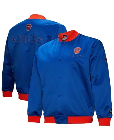 Mitchell & Ness Men's Blue New York Knicks Hardwood Classics Team Og 3.0 Lightweight Satin Full-snap Jacket In Gold