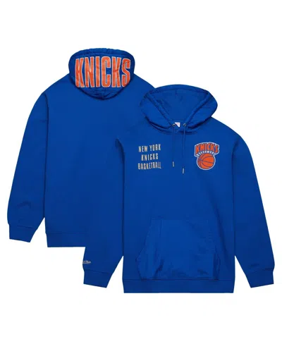 Mitchell & Ness Men's Blue New York Knicks Team Og 2.0 Vintage Like Logo Fleece Pullover Hoodie