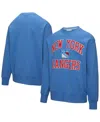 Mitchell & Ness Blue New York Rangers Playoff Win Fleece Pullover Sweatshirt
