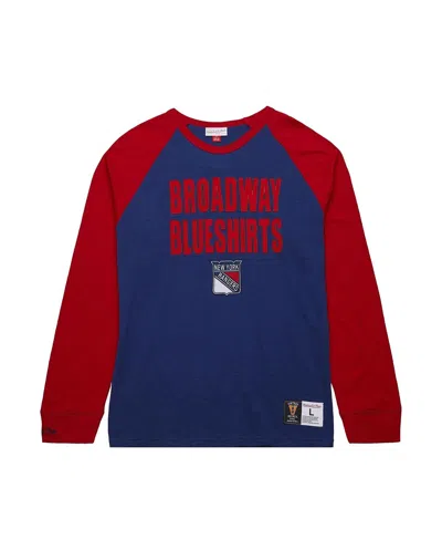 Mitchell & Ness Men's Blue/red New York Rangers Legendary Slub Raglan Long Sleeve T-shirt In Multi