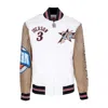 Mitchell & Ness Men's Bomber Jacket Nba Burst Warm Up Jacket No 3 Allen Iverson Phi76e Multi/white In Multi/white