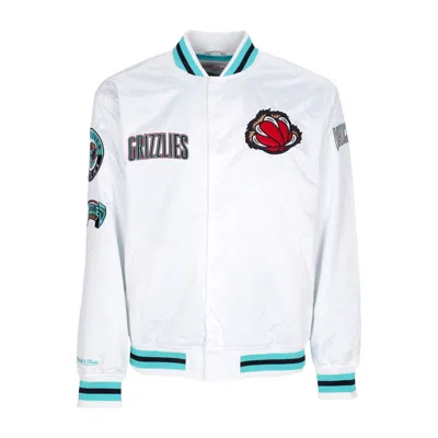 Mitchell & Ness Men's Bomber Jacket Nba Hometown Lw Satin Jacket Hardwood Classics Vangri White