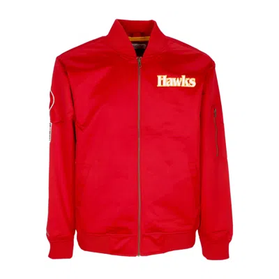 Mitchell & Ness Men's Bomber Jacket Nba Lightweight Satin Bomber Atlhaw Original Team Colors