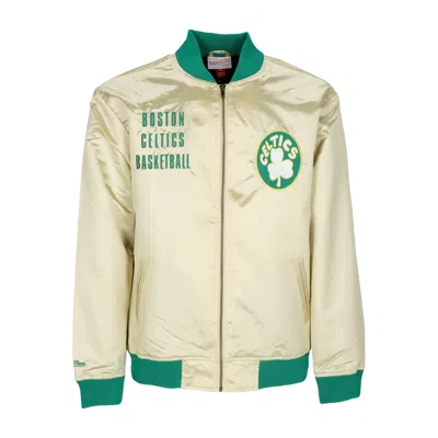 Mitchell & Ness Men's Bomber Jacket Nba Team Og 2.0 Lightweight Satin Jacket Vintage Logo Boscel Gold