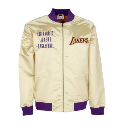 Mitchell & Ness Men's Bomber Jacket Nba Team Og 2.0 Lightweight Satin Jacket Vintage Logo Loslak Gold