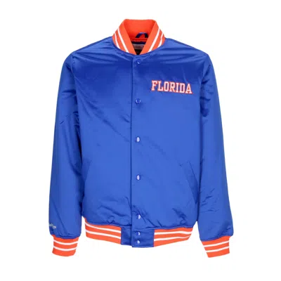 Mitchell & Ness Men's Bomber Jacket Ncaa Heavyweight Satin Jacket Flogat In Blue