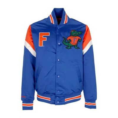 Mitchell & Ness Men's Bomber Jacket Ncaa Heavyweight Satin Jacket Flogat Royal