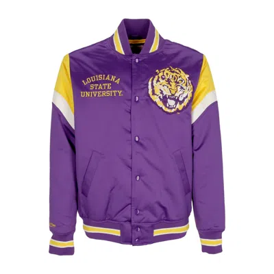 Mitchell & Ness Men's Bomber Jacket Ncaa Heavyweight Satin Jacket Loutig Purple