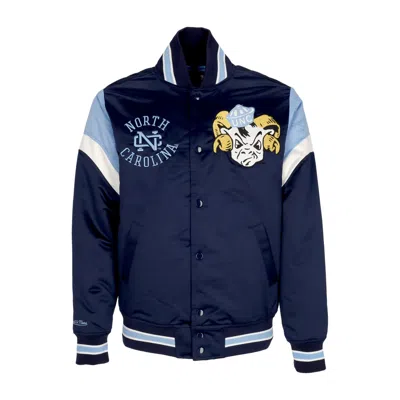 Mitchell & Ness Men's Bomber Jacket Ncaa Heavyweight Satin Jacket Unchee Light Blue