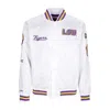 Mitchell & Ness Men's Bomber Jacket Ncaa Hometown Lw Satin Jacket Loutig In White